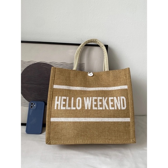 Mile High Clozet Handbags - Hello Weekend Graphic Top Handle Tote Bag